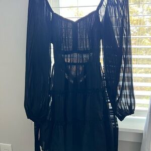 Altar'd State Black Sheer Mini Dress